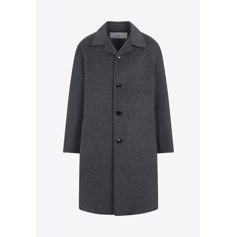 Single-Breasted Wool Knee-Length Coat