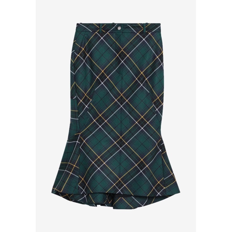 Tartan Check Flared Skirt
