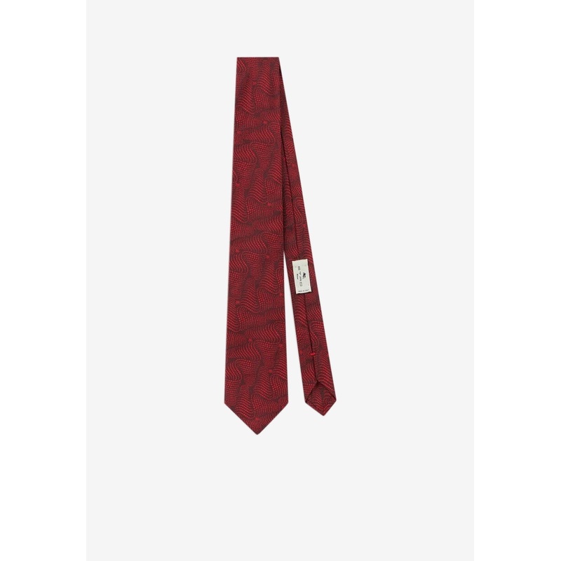 Wavy-Pattern Silk Tie