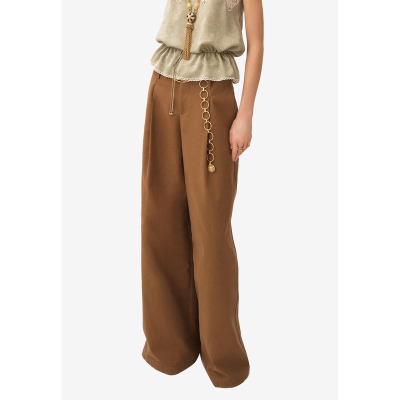 Wide-Leg Canvas Pants