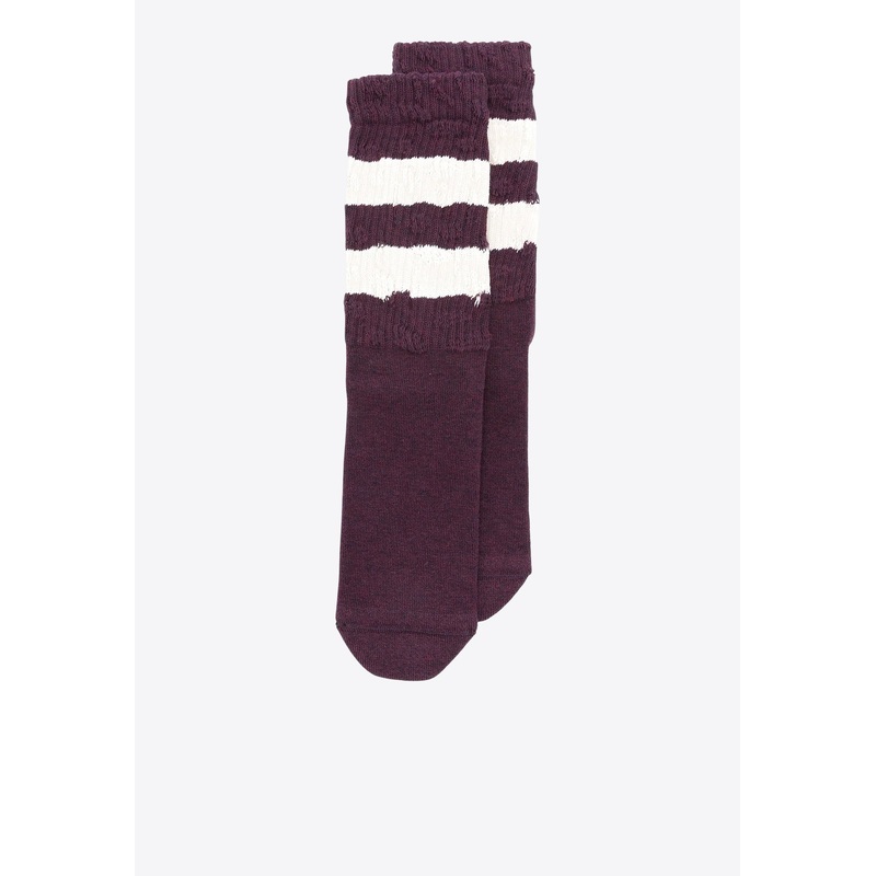 Distressed Striped High Ribbed Socks