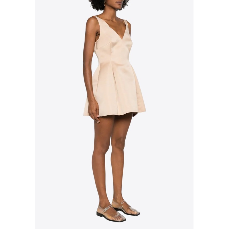 Duchess Satin V-neck Mini Dress