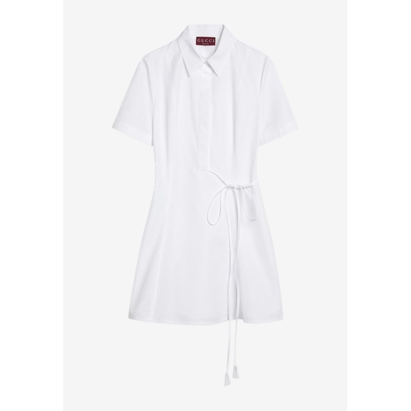 Embossed Logo Mini Poplin Shirt Dress