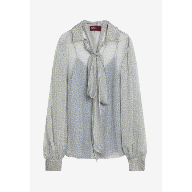 Flora Print Silk Chiffon Blouse