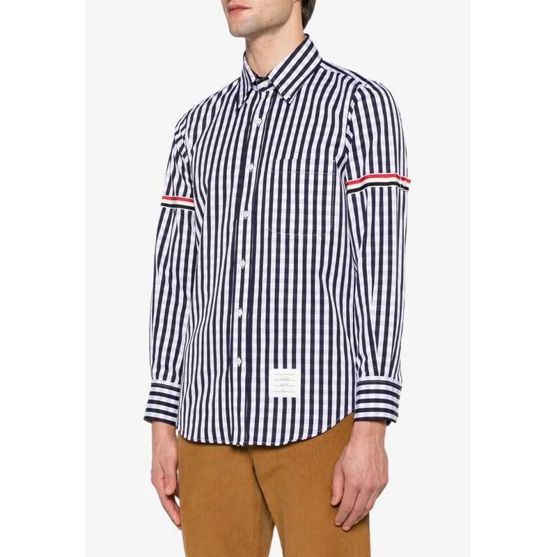 Gingham Check Poplin Shirt with Armband