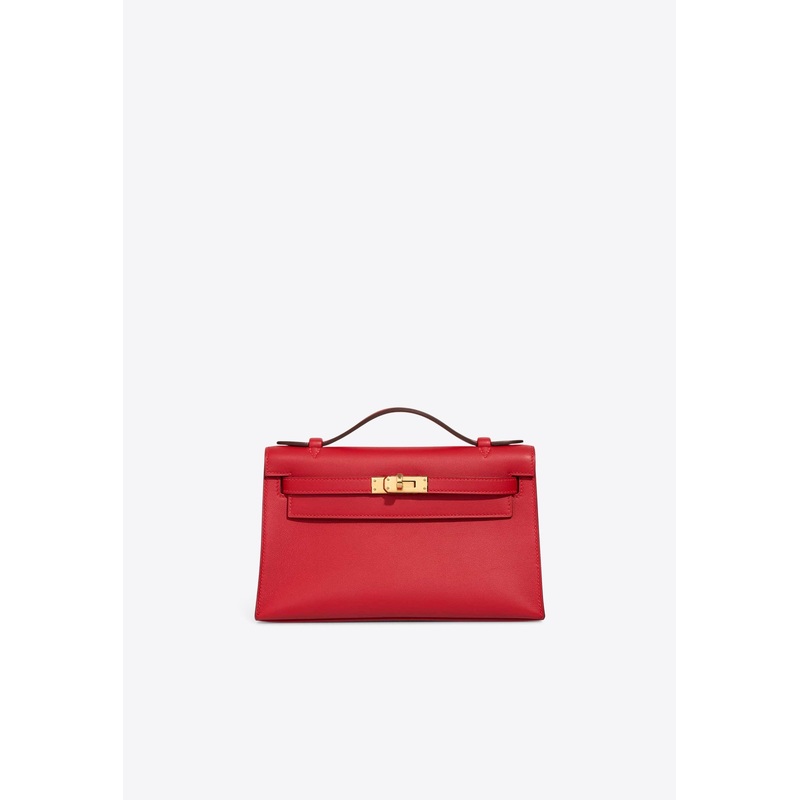 Kelly Pochette in Rouge Radieux Swift with Gold Hardware