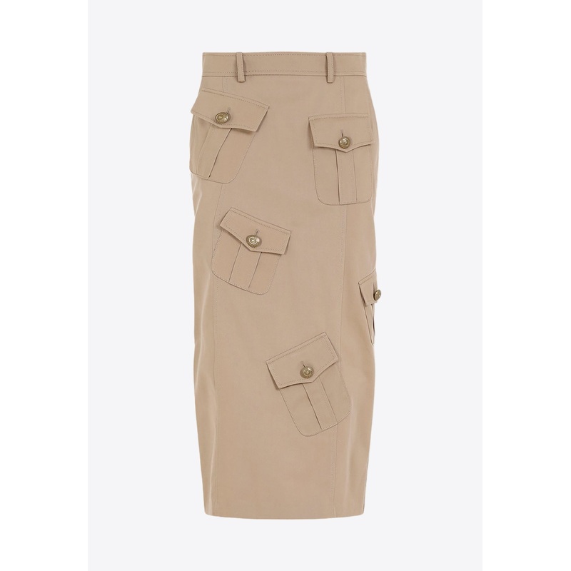 Military Twist Midi Skirt