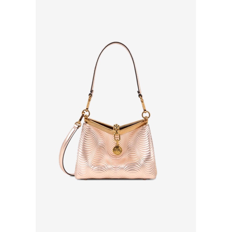 Small Vela Metallic Leather Shoulder Bag