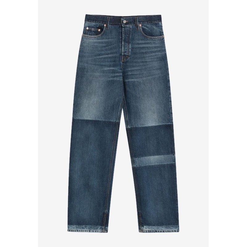 Two-Tone Wide-Leg Jeans