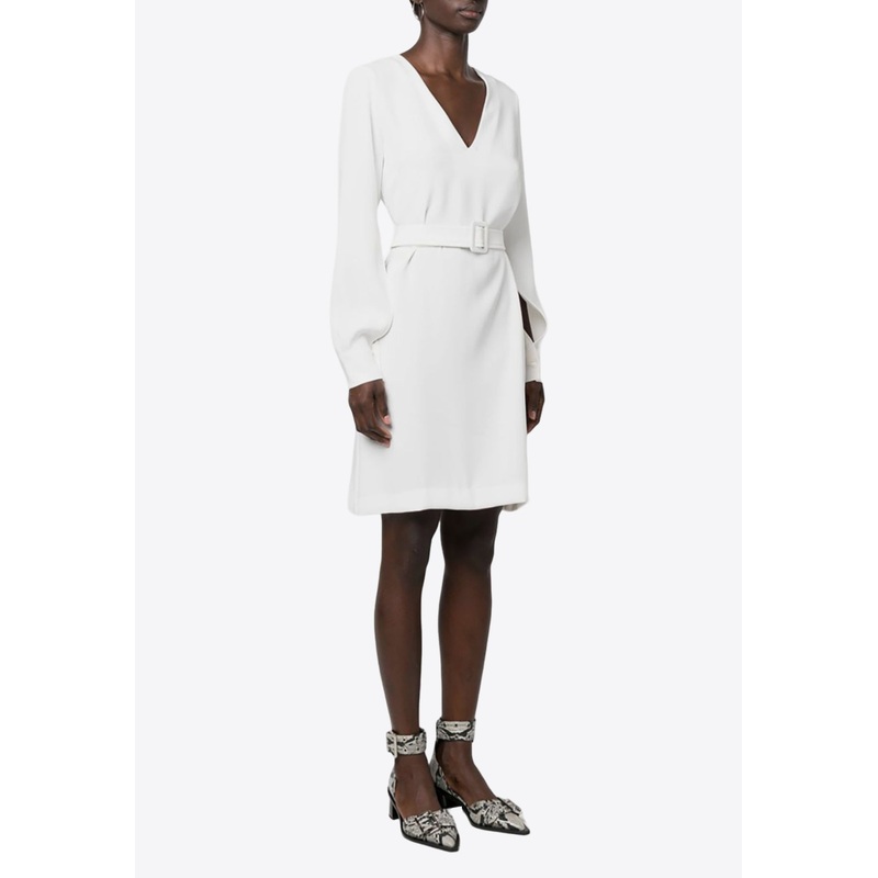 V-neck Belted Mini Dress