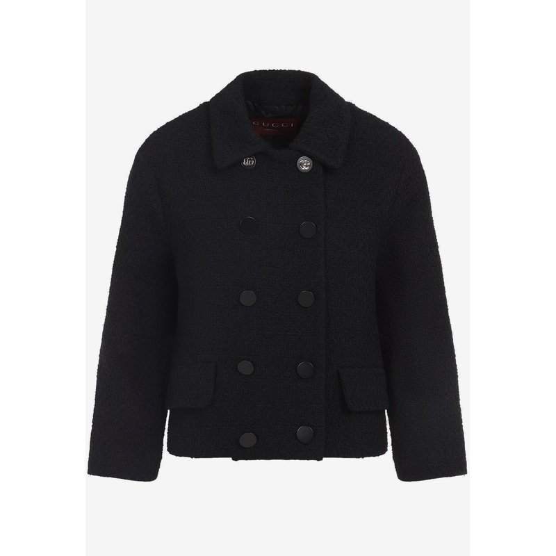 Boucle Double-Breasted Short Coat
