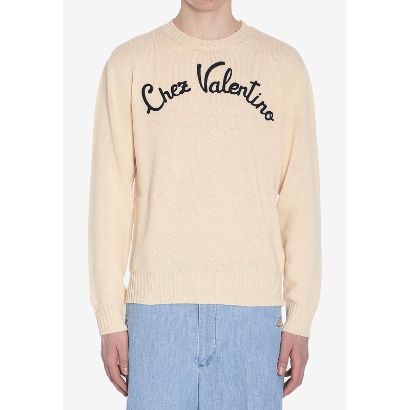 Chez Logo Wool Knit Sweater