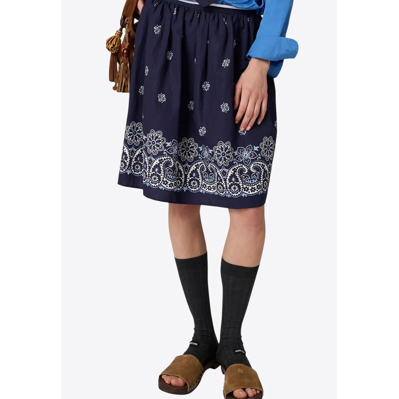 Cornflower Print Poplin Skirt
