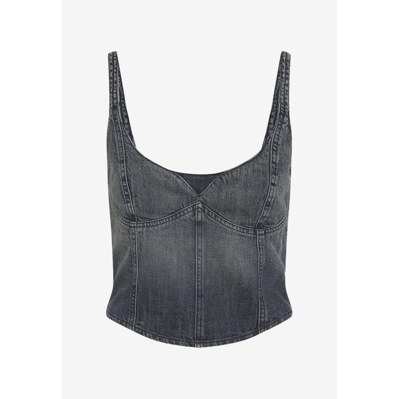 Corseted Denim Top