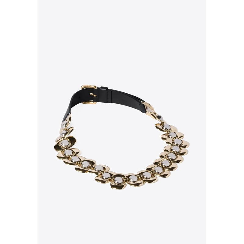 Leather and Metal Thin Belt