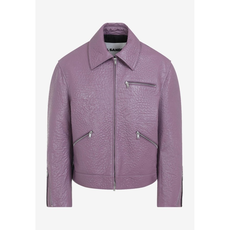 Leather Zip-Up Bomber Jacket