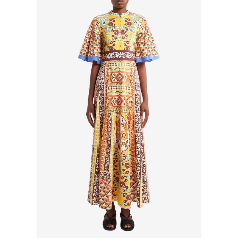 Long Printed Poplin Dress