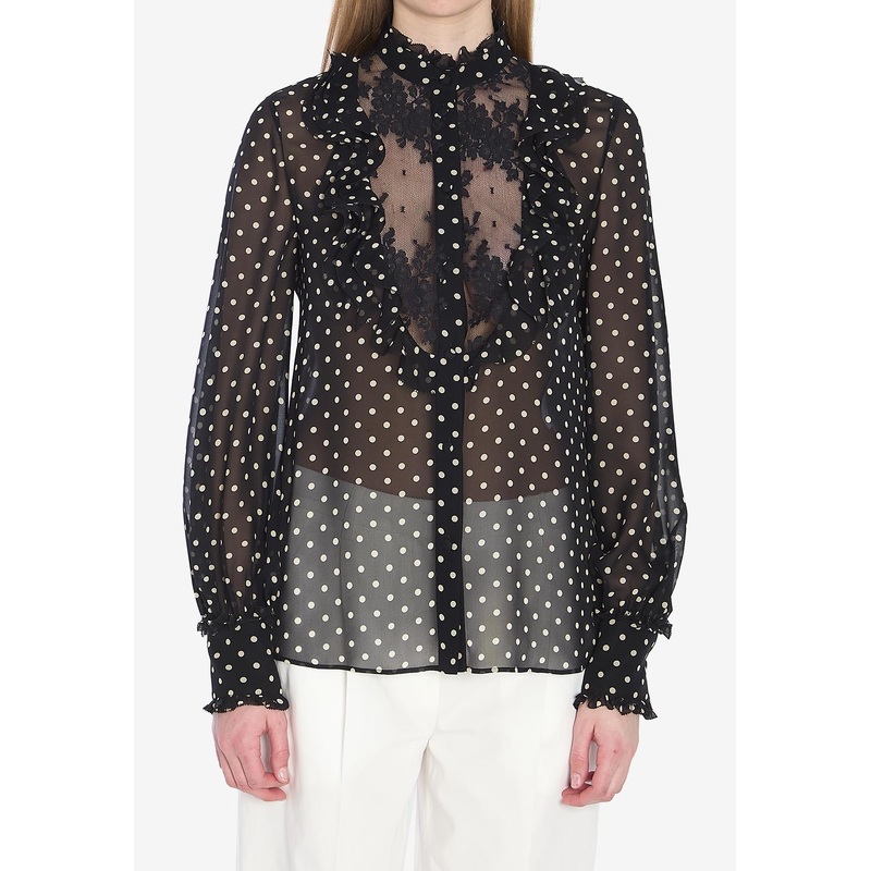 Polka Dots Silk Sheer Blouse