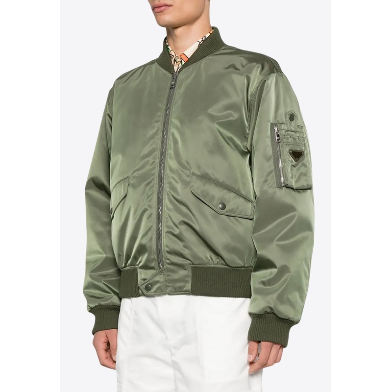 Triangle Logo Satin Bomber Jacket