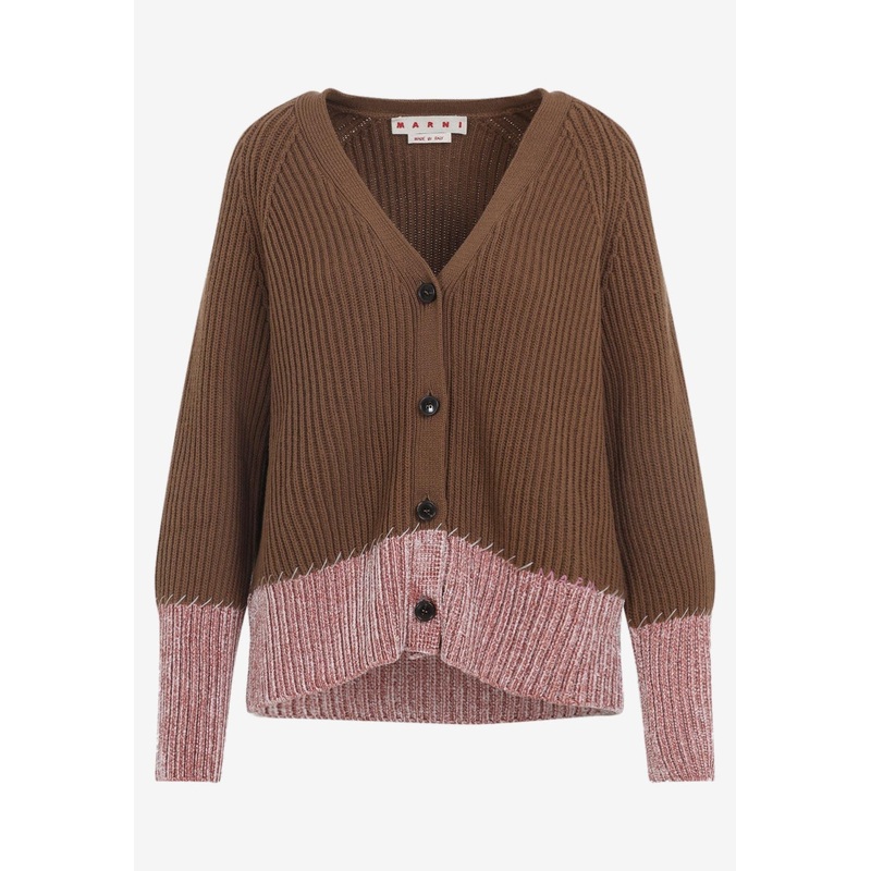 V-neck Bicolor Cardigan