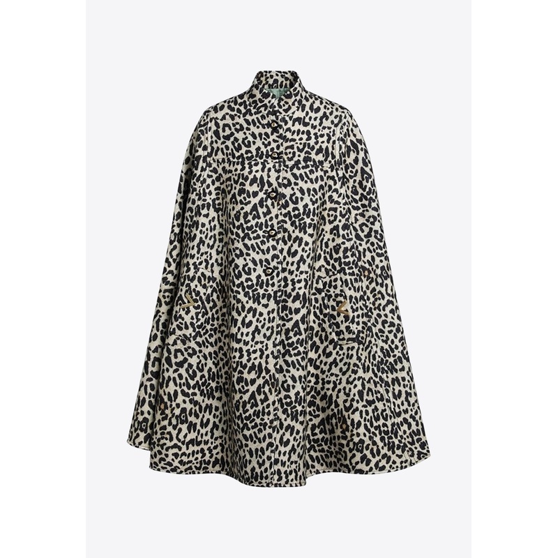 Animal-Print Wool Cape