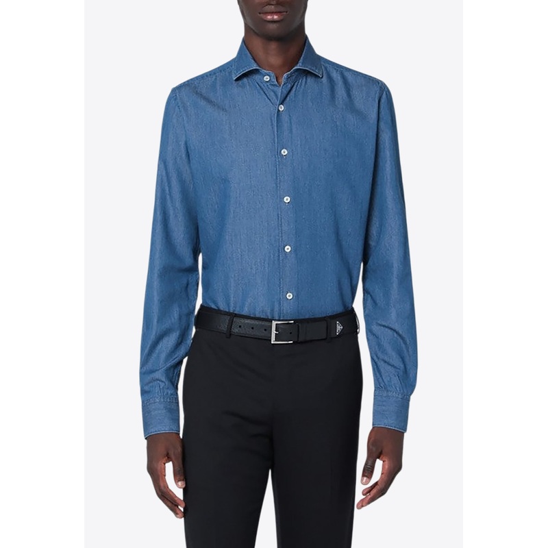 Denim Long-Sleeved Shirt