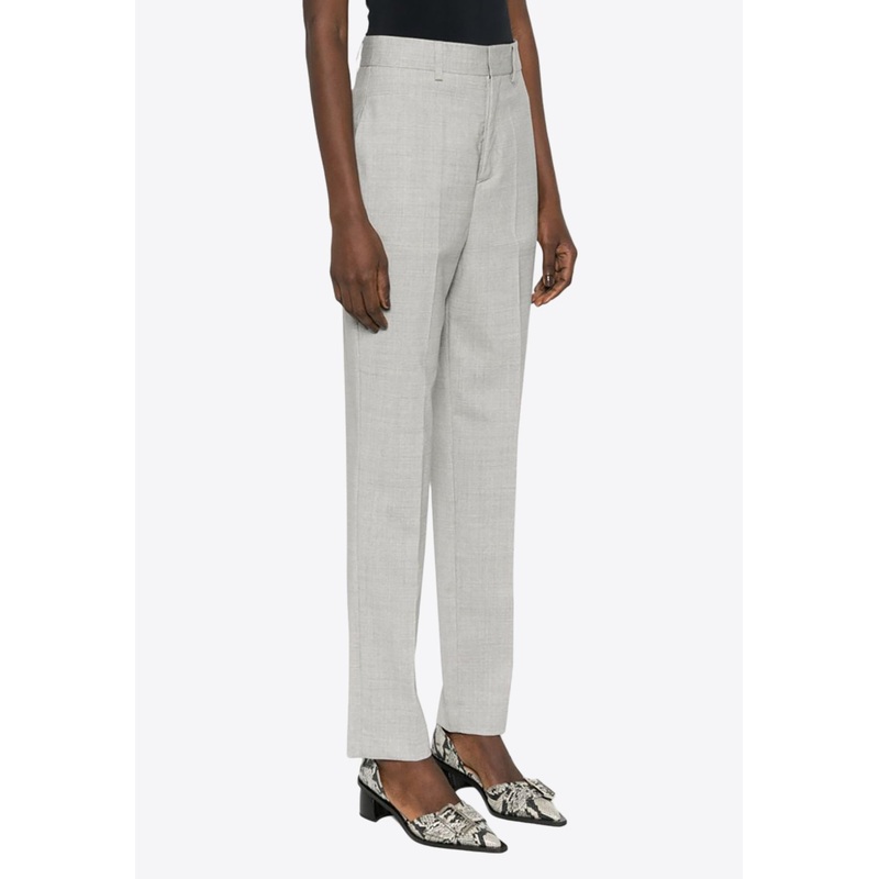 High-Waist Tailored Wool Pants
