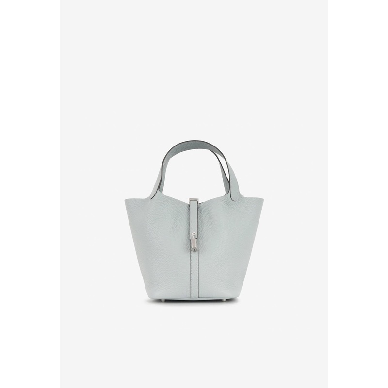 Picotin 22 in Gris Pantin Clemence Leather with Palladium Hardware