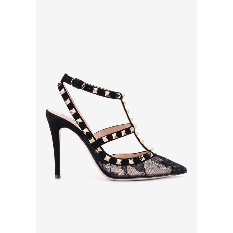 Rockstud 100 Suede and Lace Pumps