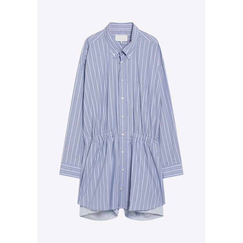 Striped Double-Layered Shirt Dress