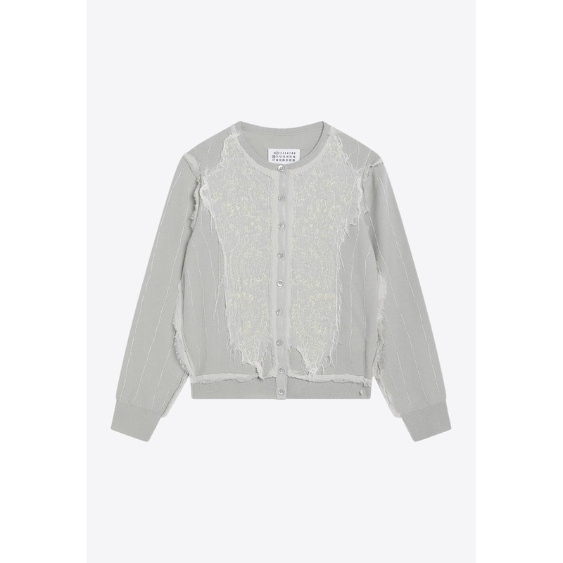 Wool Cardigan with Embroidered-Inserts