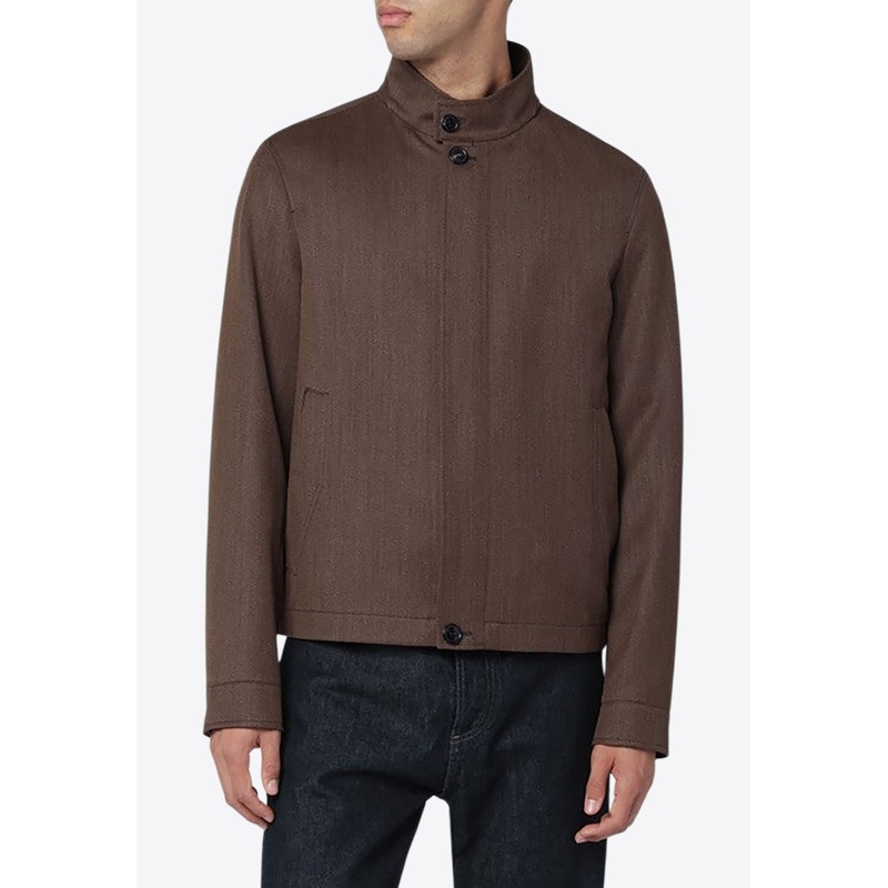 Wool Jacket with Stand-Up Collar