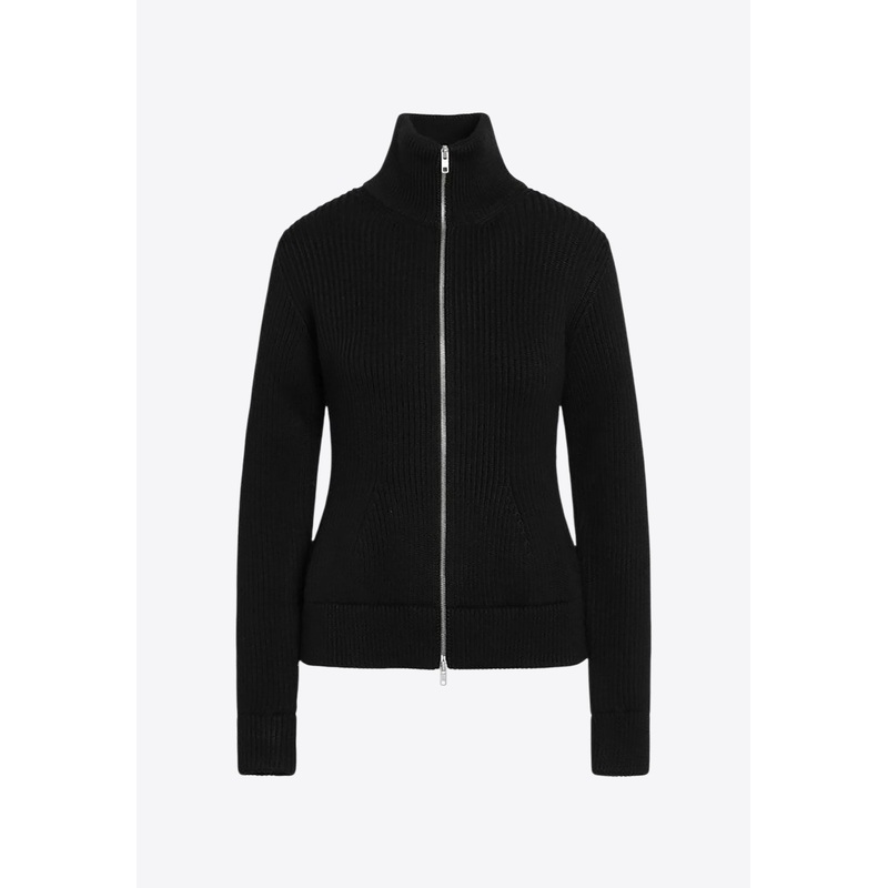 Wool Ribbed Zip-Up Cardigan