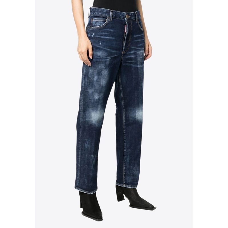 Worn-Out Straight-Leg Jeans