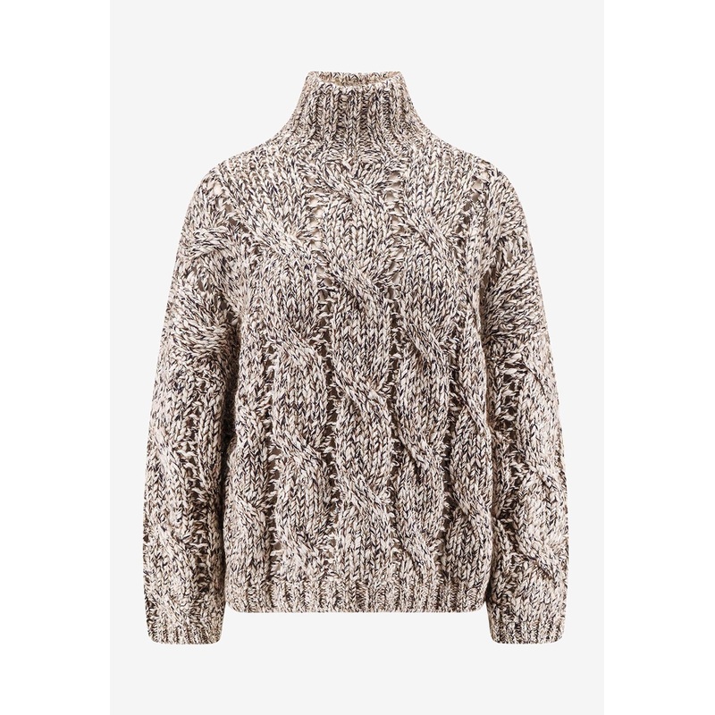 Cable Knit High-Neck Sweater