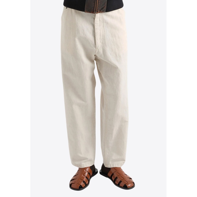 Chambray Straight-Leg Pants