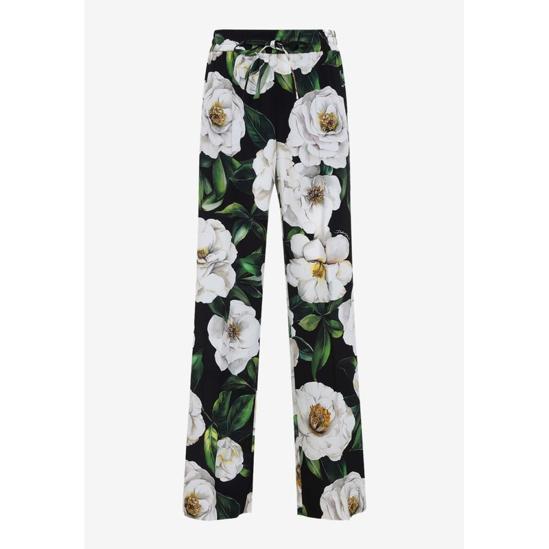 Floral Print Wide-Leg Pants