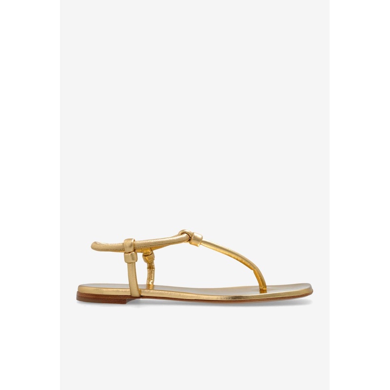 Juno Metallic Leather Thong Sandals