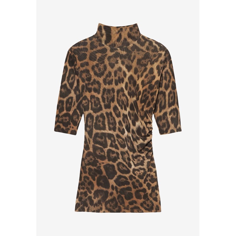 Leopard Print High-Neck Top