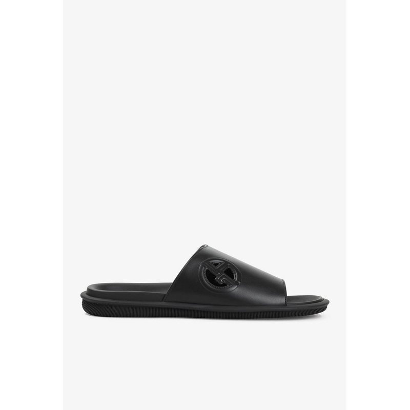 Logo Leather Slides