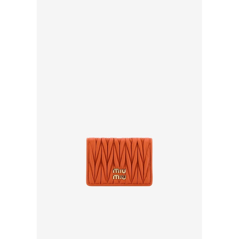Logo Plaque Matelass Leather Cardholder
