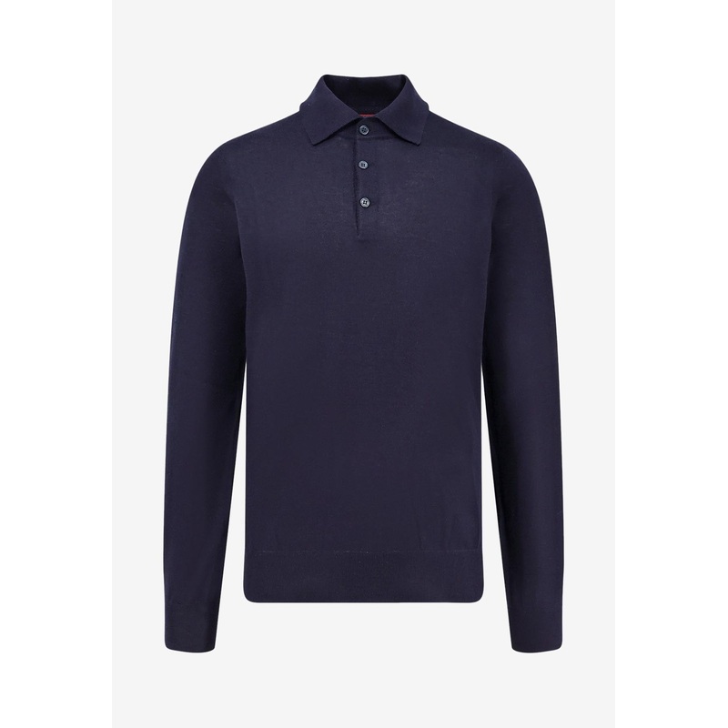 Long-Sleeved Cashmere Polo T-shirt