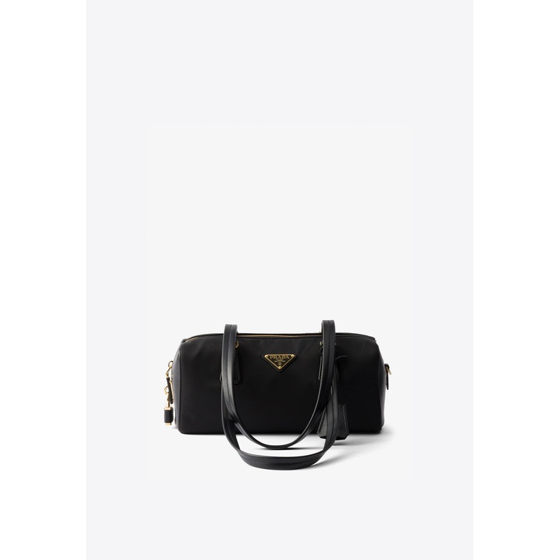 Medium Re-Nylon and Leather Shoulder Bag