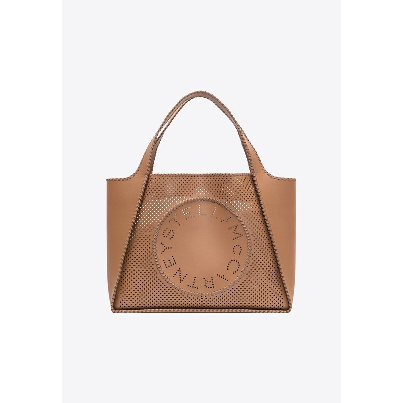 Perforated Logo Faux Leather Tote Bag