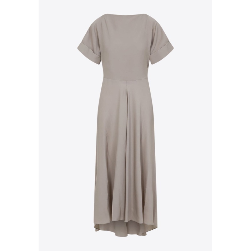 Short-Sleeved Silk Maxi Dress