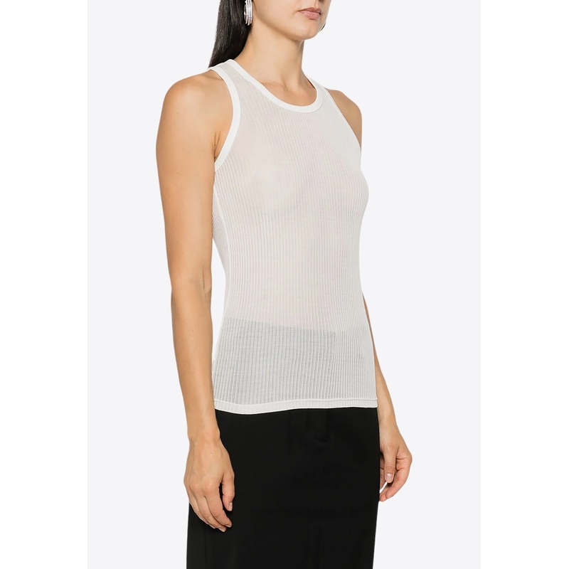 Silk Fine-Ribbed Tank Top