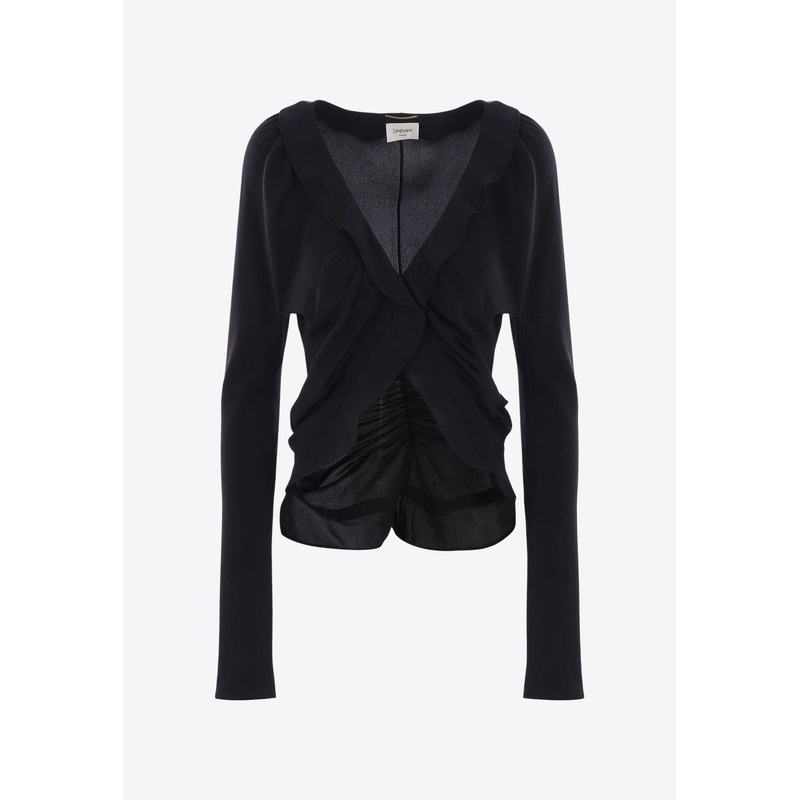 V-neck Crepe De Chine Blouse