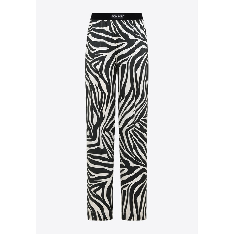 Zebra Print Silk Pants