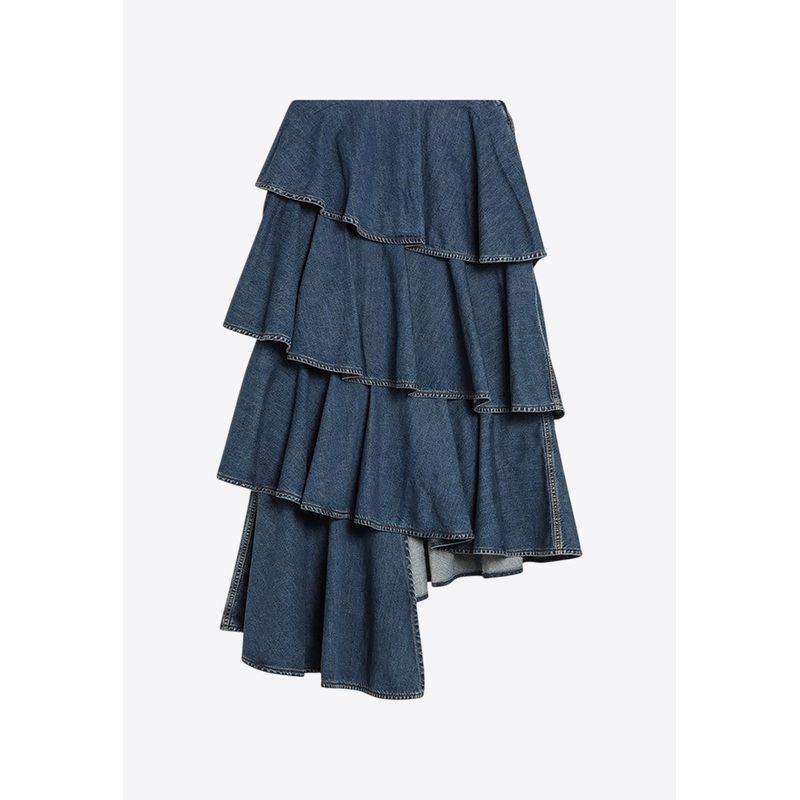 Asymmetrical Spiral Denim Skirt