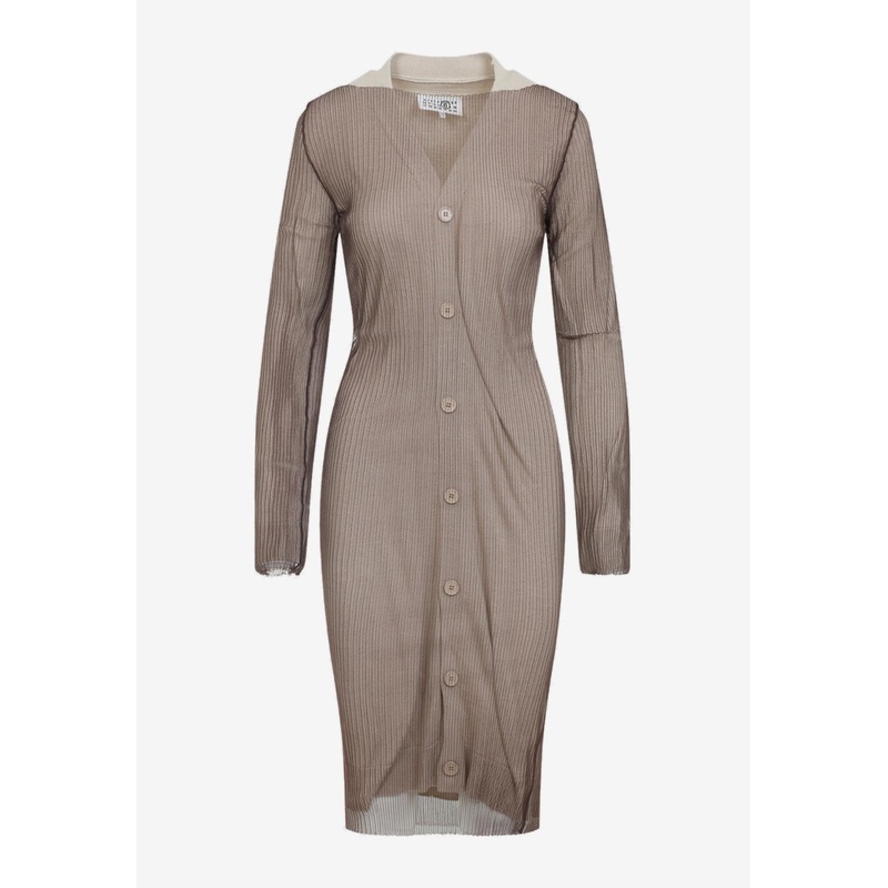 Buttoned Knitted Wool-Blend Dress